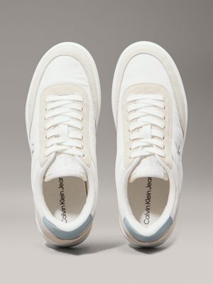 bright white/creamy white/cloud blu suede trainers for women calvin klein jeans