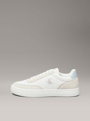 bright white/creamy white/cloud blu suede trainers for women calvin klein jeans