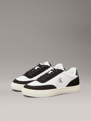 bright white/black suede trainers for women calvin klein jeans