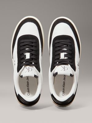 bright white/black suede trainers for women calvin klein jeans