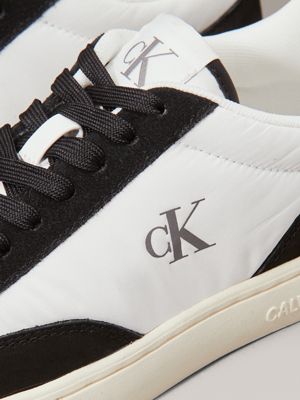 bright white/black suede trainers for women calvin klein jeans