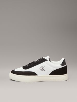 bright white/black suede trainers for women calvin klein jeans