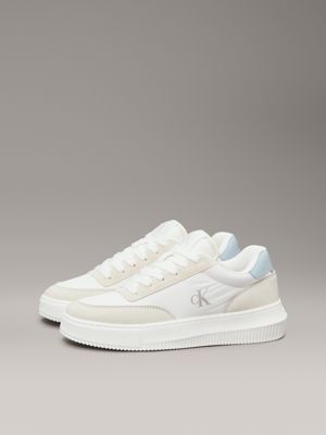 bright white/creamy white/cloud blu leather trainers for women calvin klein jeans