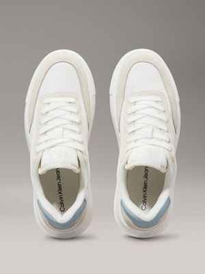 bright white/creamy white/cloud blu leather trainers for women calvin klein jeans