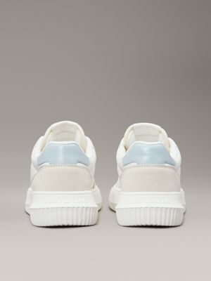 bright white/creamy white/cloud blu leather trainers for women calvin klein jeans