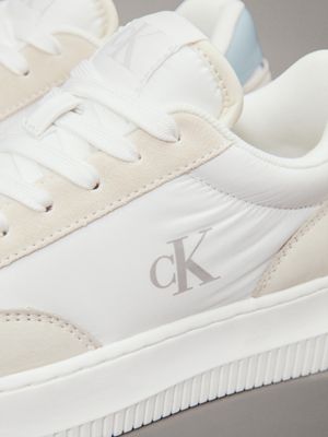 bright white/creamy white/cloud blu leather trainers for women calvin klein jeans