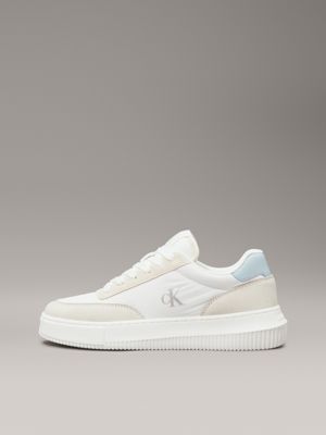 bright white/creamy white/cloud blu leather trainers for women calvin klein jeans