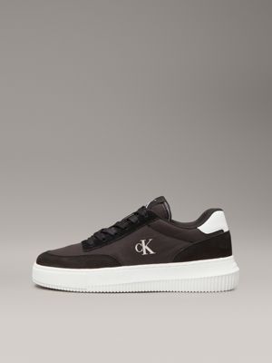 black/bright white leren sneakers voor dames - calvin klein jeans