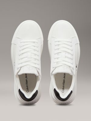 bright white/black leather trainers for women calvin klein jeans