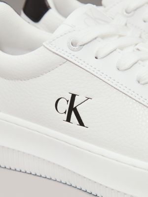 bright white/black leather trainers for women calvin klein jeans