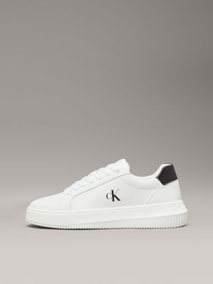 bright white/black leather trainers for women calvin klein jeans