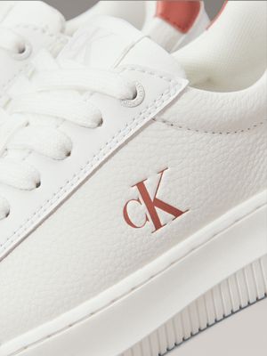 bright white/aragon leather trainers for women calvin klein jeans