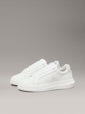 bright white/silver leather trainers for women calvin klein jeans