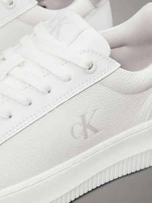 bright white/silver leather trainers for women calvin klein jeans