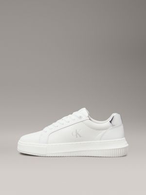 bright white/silver leather trainers for women calvin klein jeans