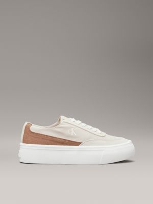 beige canvas platform trainers for women calvin klein jeans