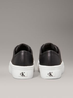 black/bright white leather platform trainers for women calvin klein jeans