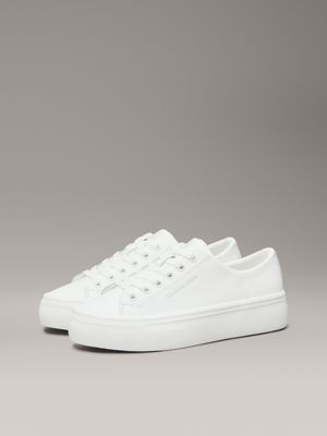 triple bright white leather platform trainers for women calvin klein jeans