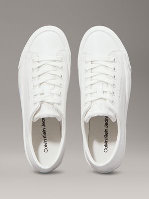 triple bright white leather platform trainers for women calvin klein jeans