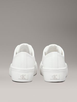 triple bright white leather platform trainers for women calvin klein jeans