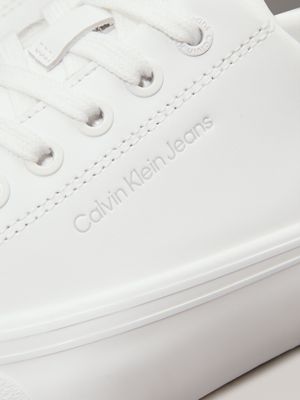 triple bright white leather platform trainers for women calvin klein jeans