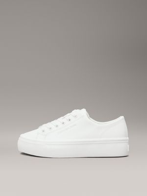 triple bright white leather platform trainers for women calvin klein jeans