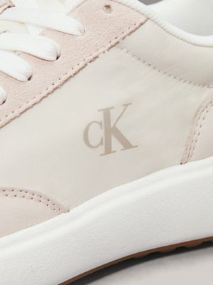 creamy white/whisper pink/b white leather trainers for women calvin klein jeans