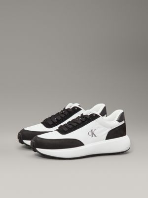 bright white/black leather trainers for women calvin klein jeans