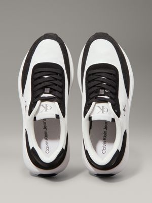 bright white/black leather trainers for women calvin klein jeans