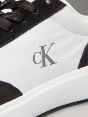 bright white/black leather trainers for women calvin klein jeans