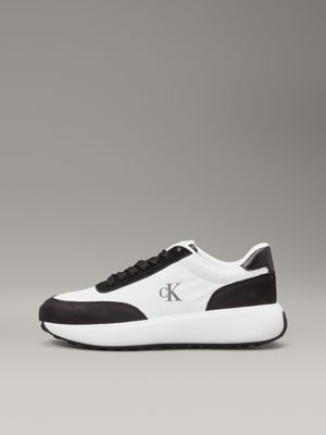 bright white/black leather trainers for women calvin klein jeans