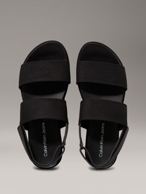 triple black canvas platform wedge sandals for women calvin klein jeans