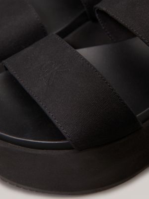 triple black canvas platform wedge sandals for women calvin klein jeans