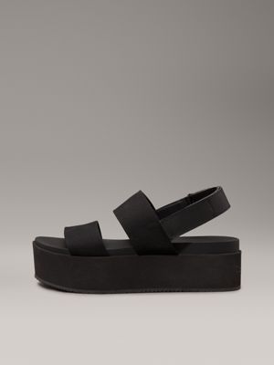 triple black canvas platform wedge sandals for women calvin klein jeans