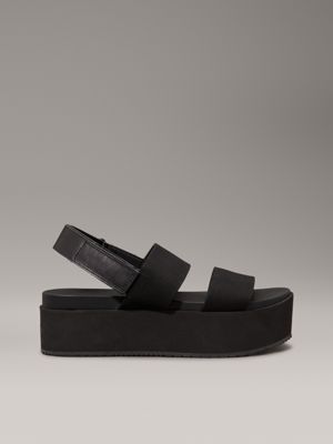 black canvas platform wedge sandals for women calvin klein jeans