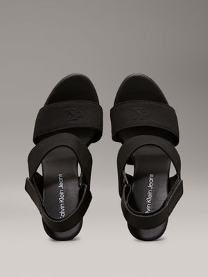 triple black canvas platform wedge sandals for women calvin klein jeans