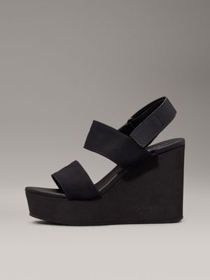 triple black canvas platform wedge sandals for women calvin klein jeans