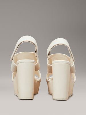 triple turtle dove canvas platform wedge sandals for women calvin klein jeans