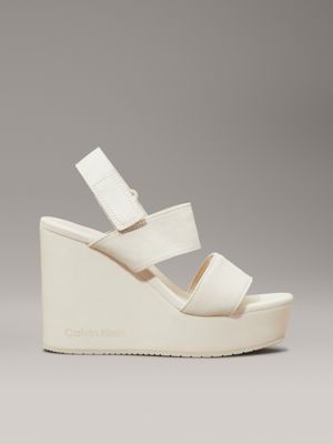 beige canvas platform wedge sandals for women calvin klein jeans