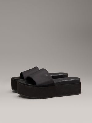 triple black platform wedge sandals for women calvin klein jeans