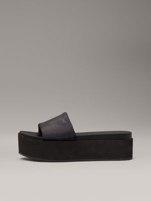 triple black platform wedge sandals for women calvin klein jeans