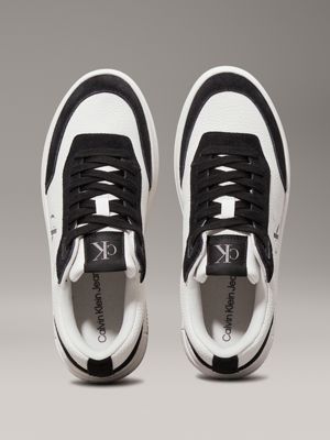 bright white/black leather platform trainers for women calvin klein jeans