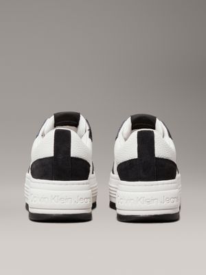 bright white/black leather platform trainers for women calvin klein jeans