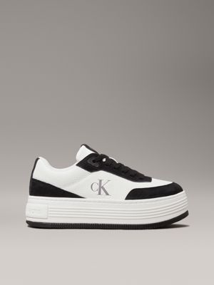 bright white leather platform trainers for women calvin klein jeans