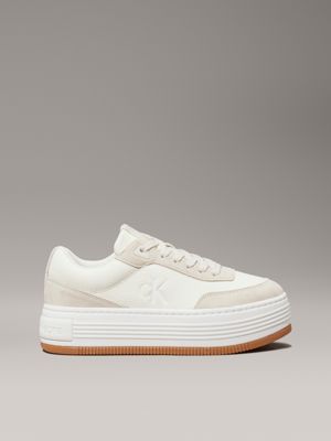 cream leather platform trainers for women calvin klein jeans