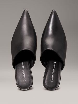 triple black leather stiletto mules for women calvin klein jeans