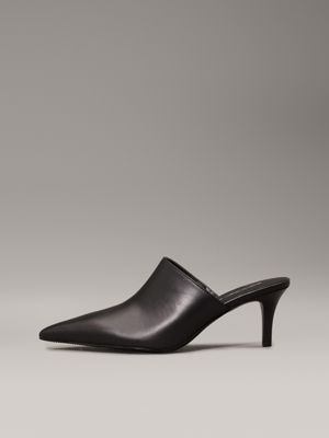 triple black leather stiletto mules for women calvin klein jeans