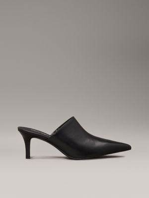 black leather stiletto mules for women calvin klein jeans