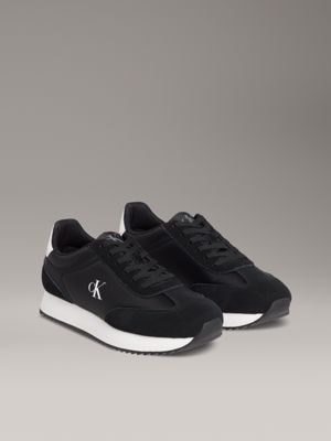 black/bright white leather trainers for women 