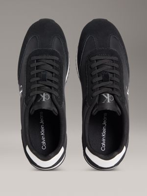 black/bright white leather trainers for women 